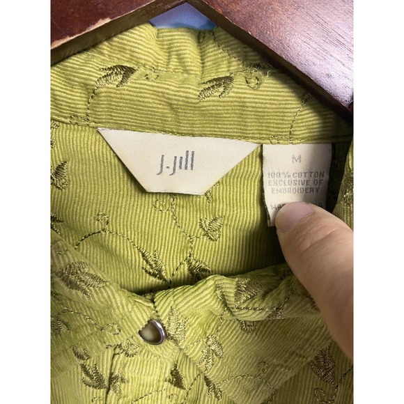J. Jill Womens Snap Up Corduroy Floral Embroidered Jacket Collared Size Medium‎ - Picture 3 of 3